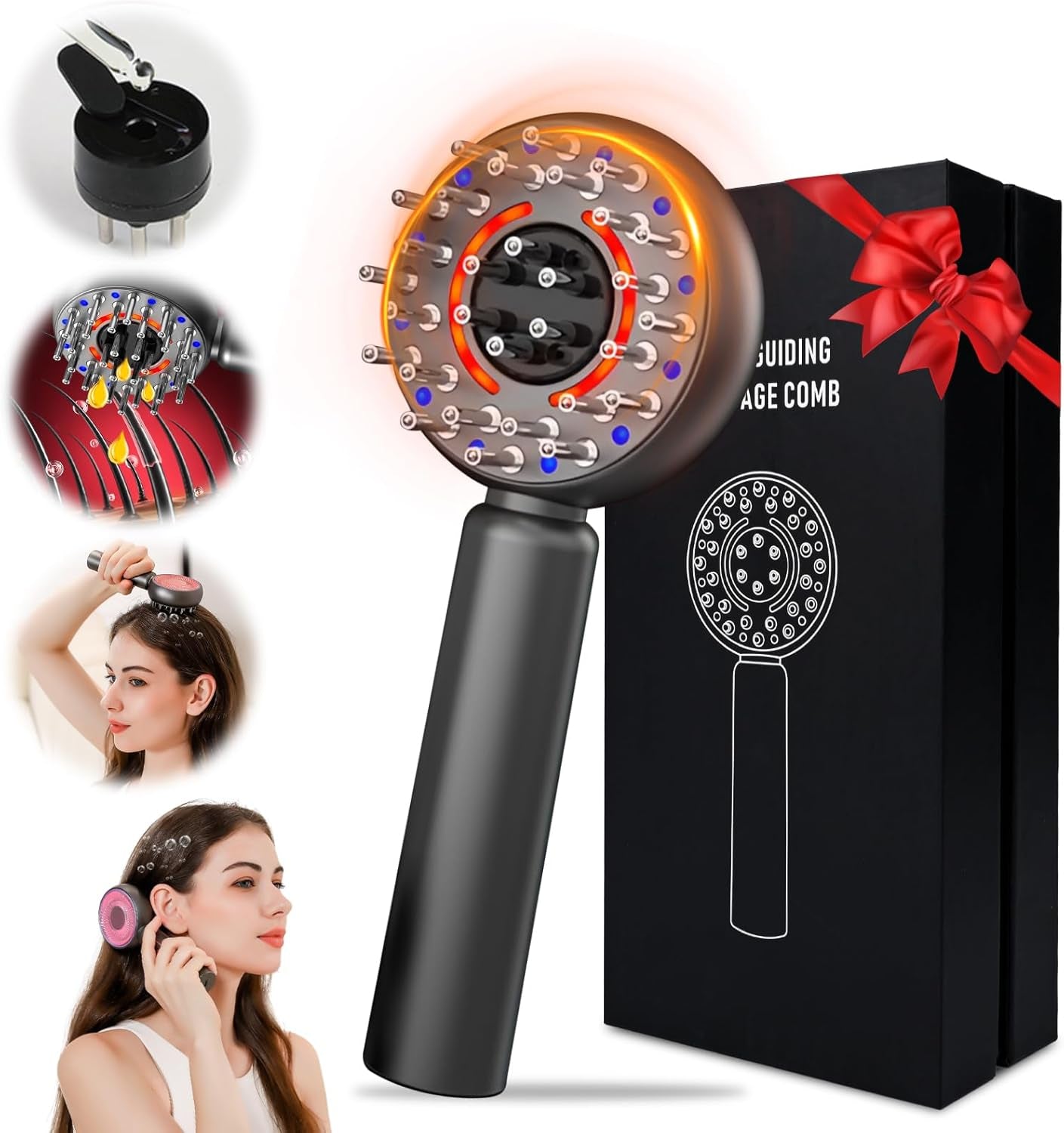 Scalp Massaging Brush with Oil Applicator for Women Wife, Cordless Electric Massager for Scalp & Hair, 3 Vibration Modes & EMS Massage, Portable Scalp Messenger for Hair & Head Relaxation