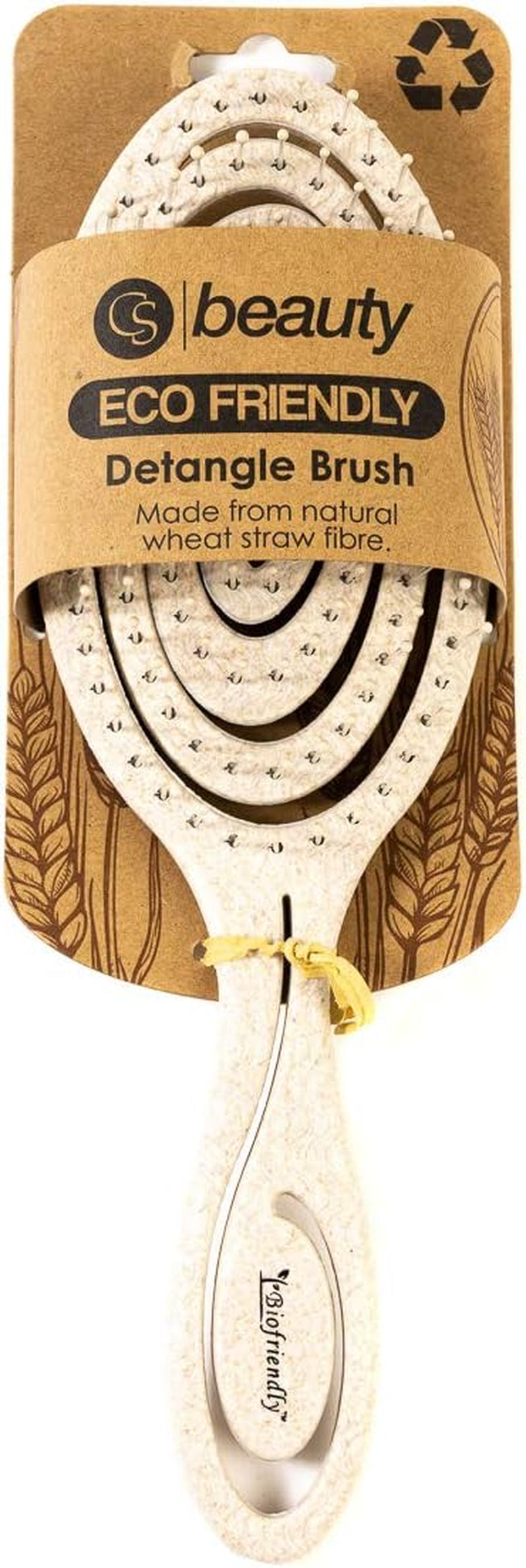 Eco Friendly Straw Hairbrush, Flexible Soft Pin Bristles, Detangling Wet/Dry Hair, Head Massaging Pro (Oatmeal)