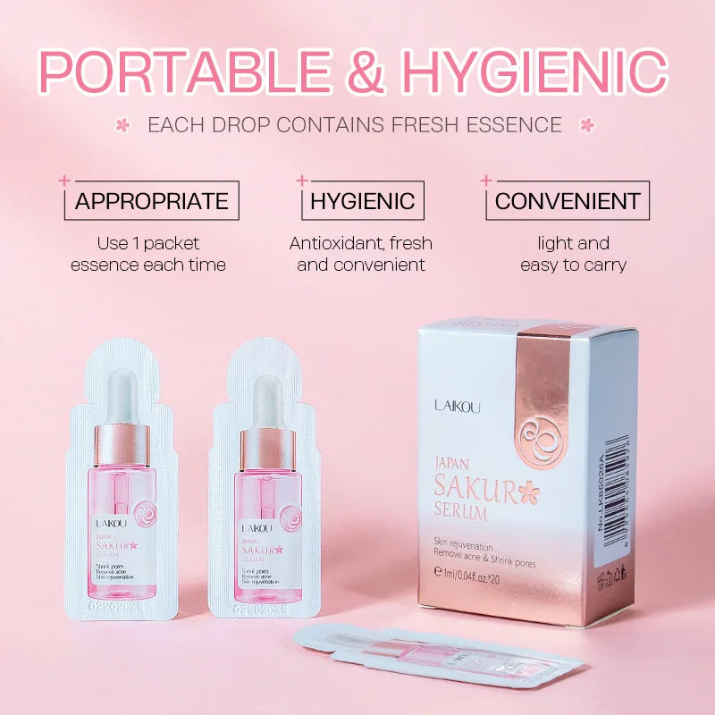 20Pcs Japan Sakura Serum Anti-Aging Whitening Moisturizer Nourish Repairing Brightening Rejuvenation Skin Face Serum Care