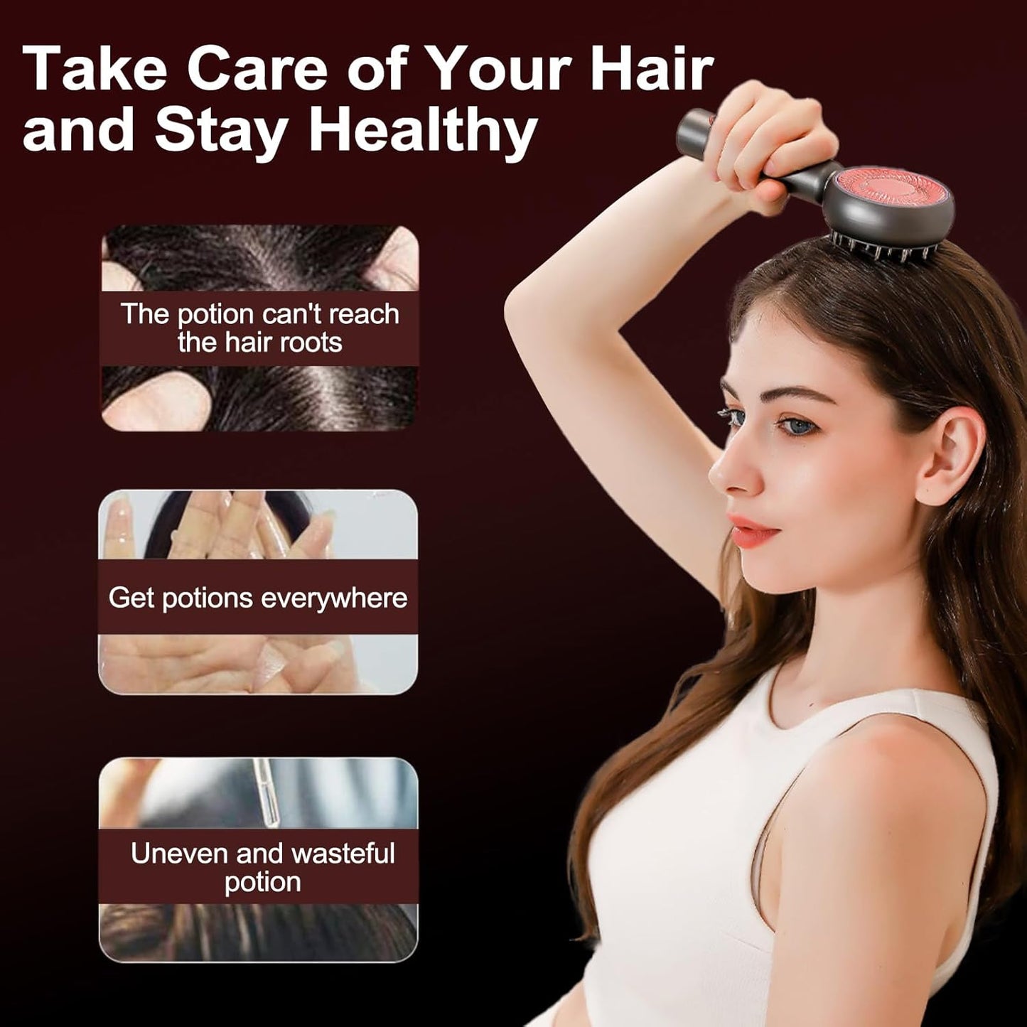 Scalp Massaging Brush with Oil Applicator for Women Wife, Cordless Electric Massager for Scalp & Hair, 3 Vibration Modes & EMS Massage, Portable Scalp Messenger for Hair & Head Relaxation