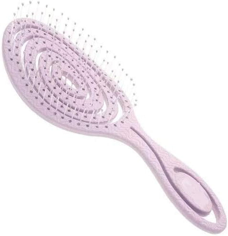 Eco Friendly Straw Hairbrush, Flexible Soft Pin Bristles, Detangling Wet/Dry Hair, Head Massaging Pro (Oatmeal)