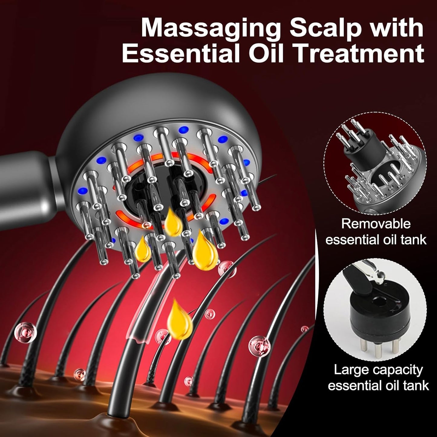 Scalp Massaging Brush with Oil Applicator for Women Wife, Cordless Electric Massager for Scalp & Hair, 3 Vibration Modes & EMS Massage, Portable Scalp Messenger for Hair & Head Relaxation