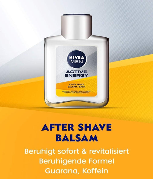 Active Energy after Shave Balm (100 Ml), Revitalising after Shave, Skin Care with Caffeine from 100% Natural Source