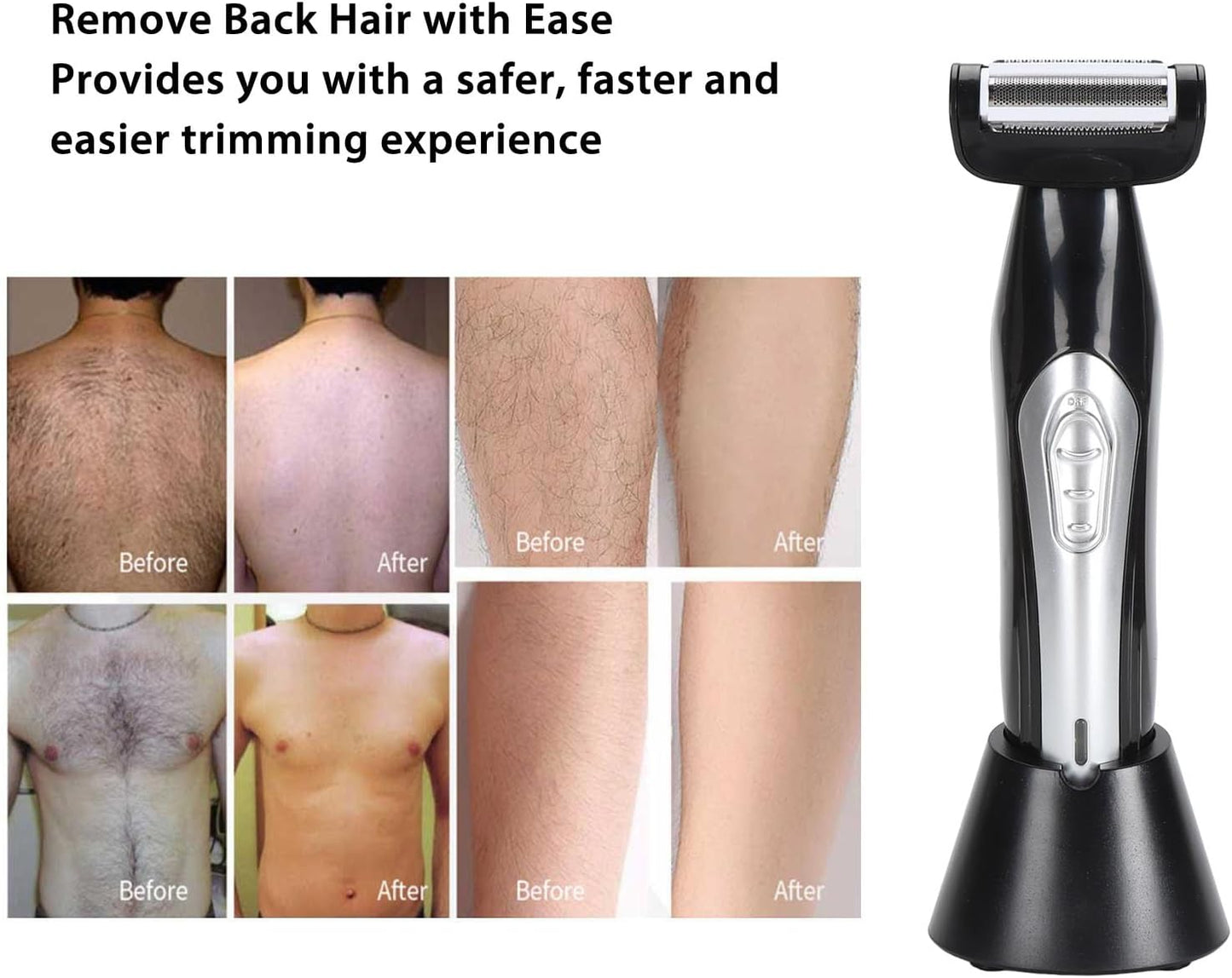 Multi-Fuctional Chest Back Shavers for Men, Wet Dry Use Back Extreme Reach Removable Handle Power Burst Manscaped Shavers for Men‘S Daily Care
