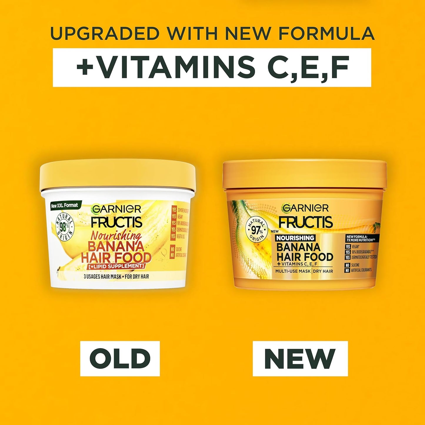 Fructis, 3-In-1 Hair Mask, Hydrating & Softening, Hair Food Banana, 390Ml
