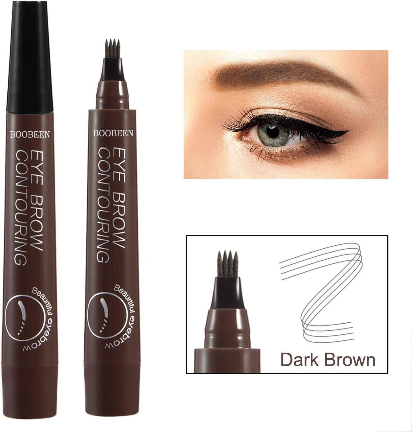 Waterproof Eyebrow Pen - Microblading Eyebrow Pencil with a Micro-Fork Tip Applicator - Creates Natural Looking Brows Makeup Effortlessly