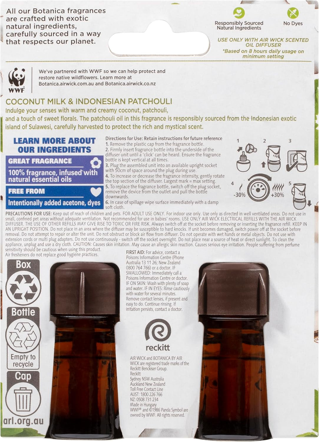 Liquid Electric Diffuser Fragrance Refill, Coconut Milk & Indonesian Patchouli, 2 X 19Ml Refill Amber ,1 ,50.0 Grams