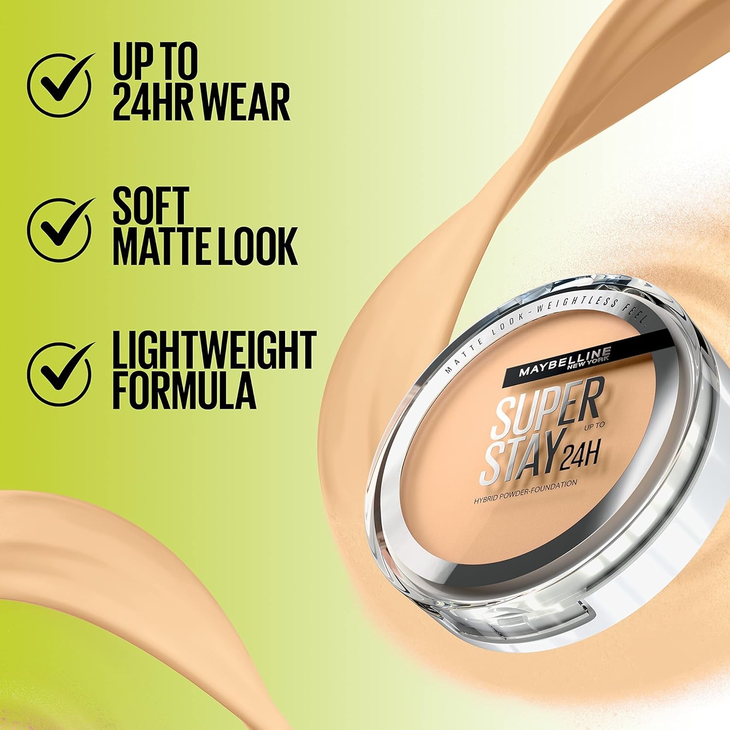 Super Stay up to 24HR Hybrid Powder-Foundation, Medium-To-Full Coverage Makeup, Matte Finish, 312, 1 Count