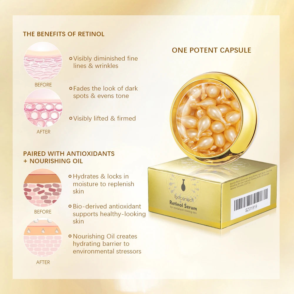 90 Pcs/Bottle Retinol Serum Ceramide Capsules Night Serum Moisturizing Anti-Aging Face Serum Spot Removing Cream Skin Care