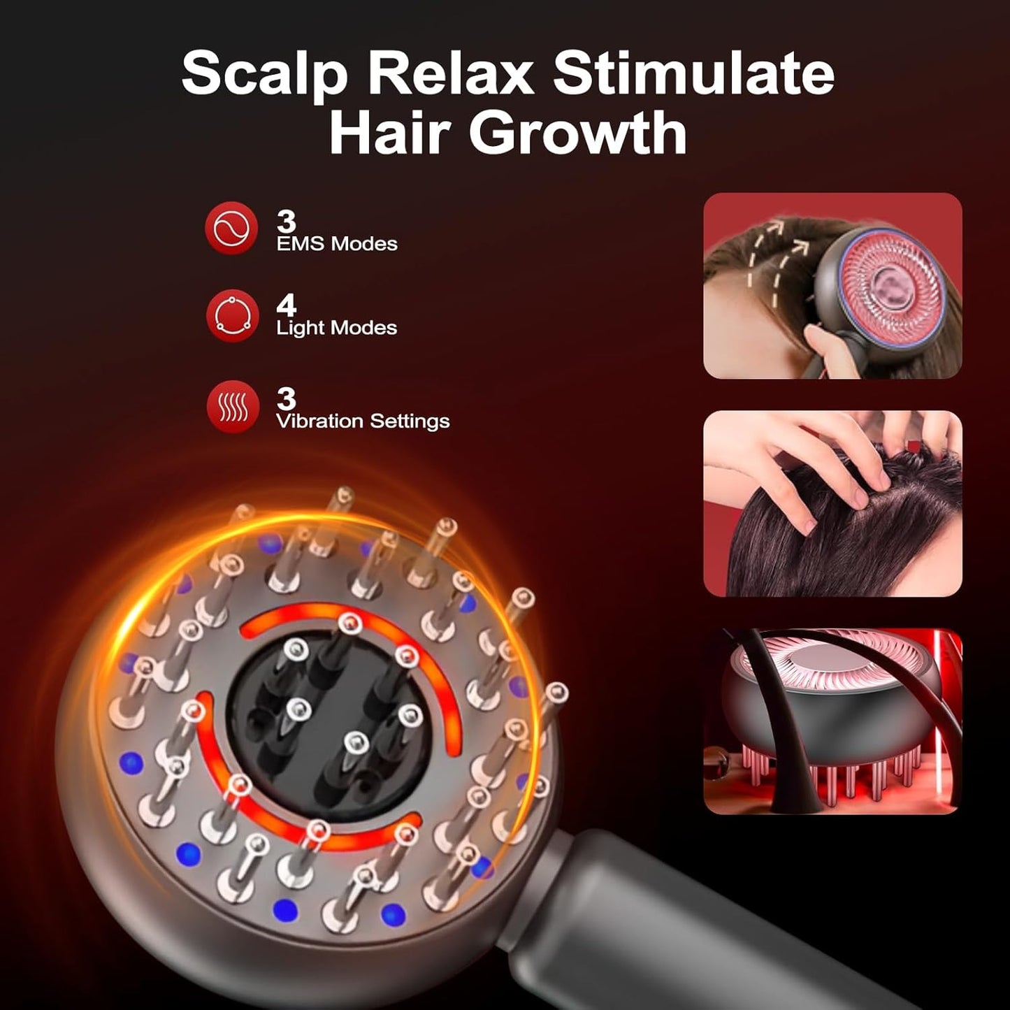 Scalp Massaging Brush with Oil Applicator for Women Wife, Cordless Electric Massager for Scalp & Hair, 3 Vibration Modes & EMS Massage, Portable Scalp Messenger for Hair & Head Relaxation