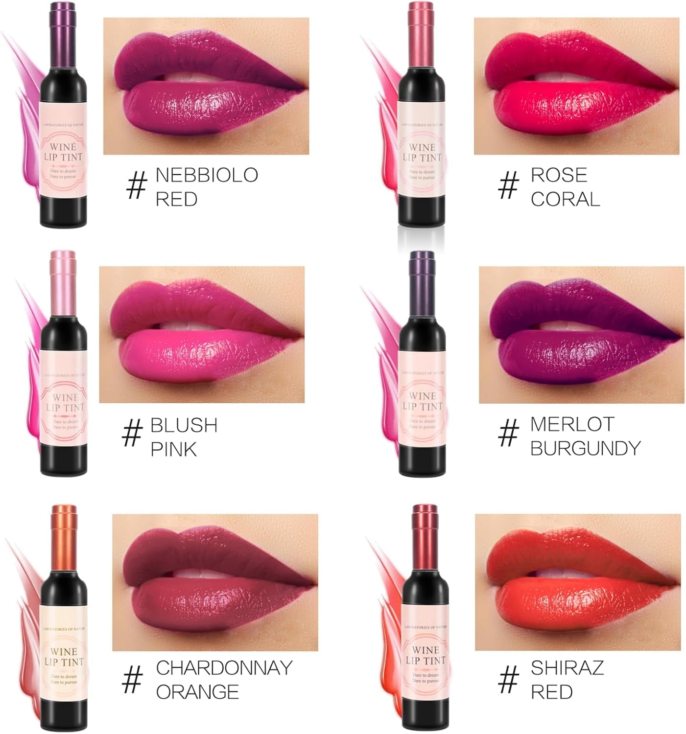 6 Colors/Set Wine Lipstick Matte Long Lasting Waterproof Lip Tint Set Lip Gloss Lip Stain