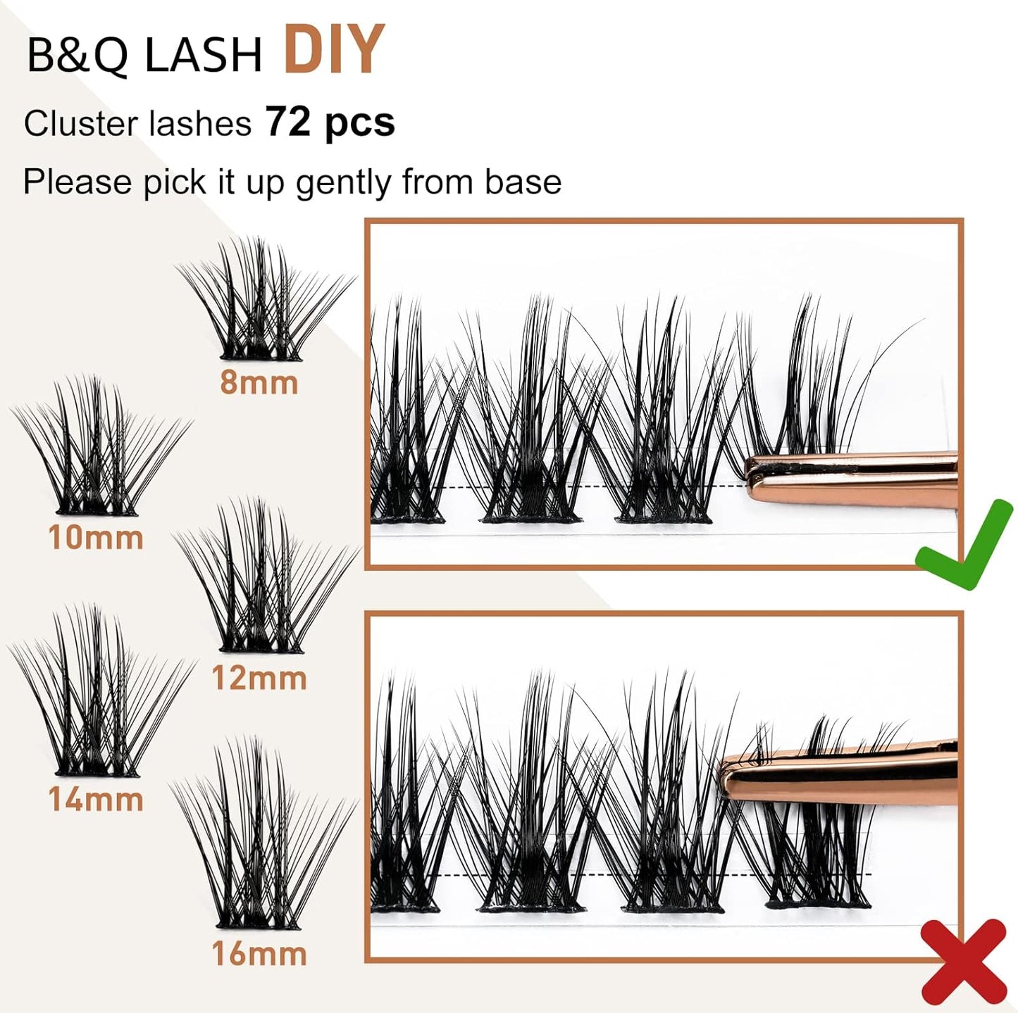 Lash Clusters D Curl 10Mm DIY Eyelash Extensions 72 Clusters Lashes C D Curl LASH Wispy Individual Lashes Eyelash Clusters Extensions Individual Lashes Cluster DIY (B28,8-16Mix)