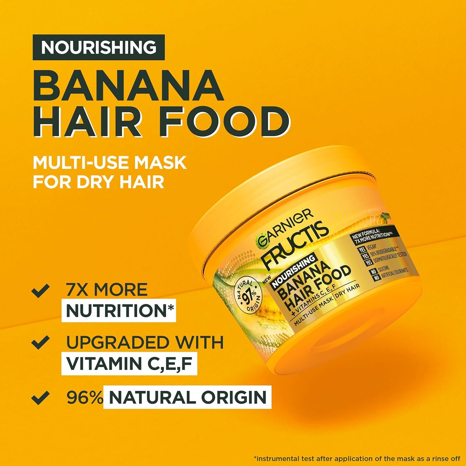 Fructis, 3-In-1 Hair Mask, Hydrating & Softening, Hair Food Banana, 390Ml