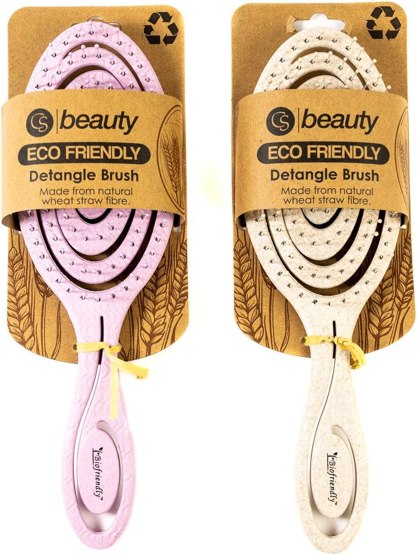 Eco Friendly Straw Hairbrush, Flexible Soft Pin Bristles, Detangling Wet/Dry Hair, Head Massaging Pro (Oatmeal)