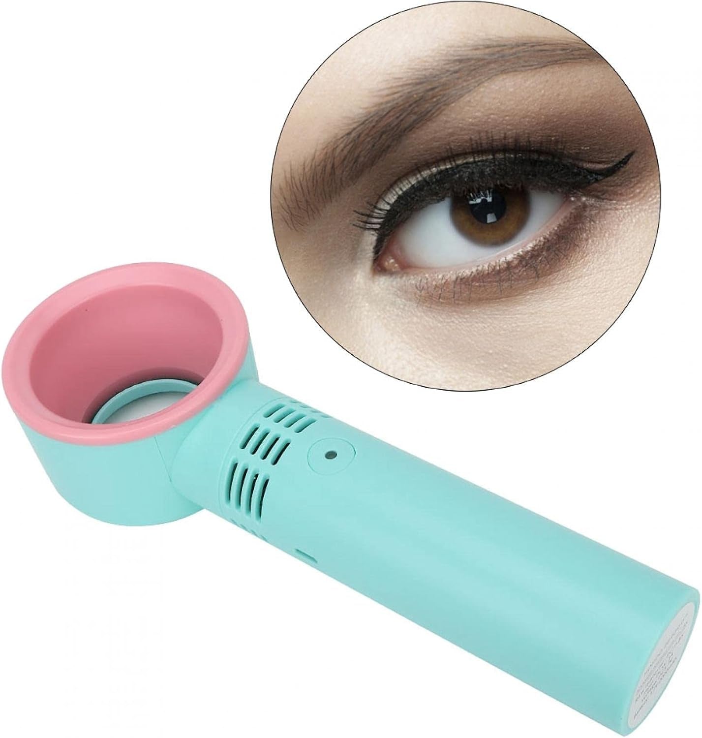 Mini Bladeless Eyelash Fan Dryer, Quiet Portable Mini USB Rechargeable Bladeless Hand Held Fan with Fixed Base Essential Eyelash Extension Supplies for Grafting False Eyelashes (Blue)