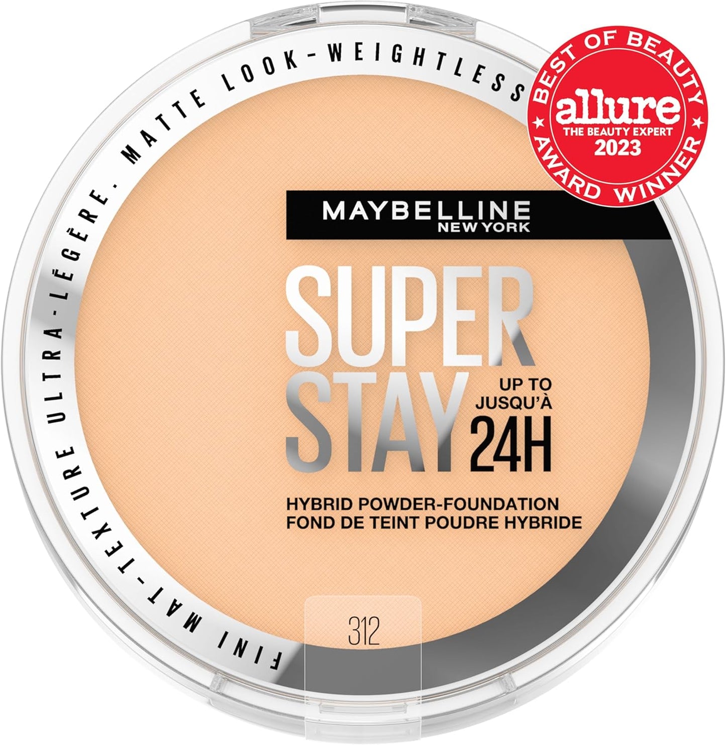 Super Stay up to 24HR Hybrid Powder-Foundation, Medium-To-Full Coverage Makeup, Matte Finish, 312, 1 Count