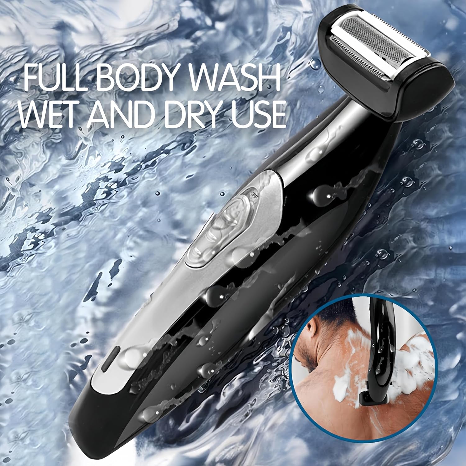Multi-Fuctional Chest Back Shavers for Men, Wet Dry Use Back Extreme Reach Removable Handle Power Burst Manscaped Shavers for Men‘S Daily Care