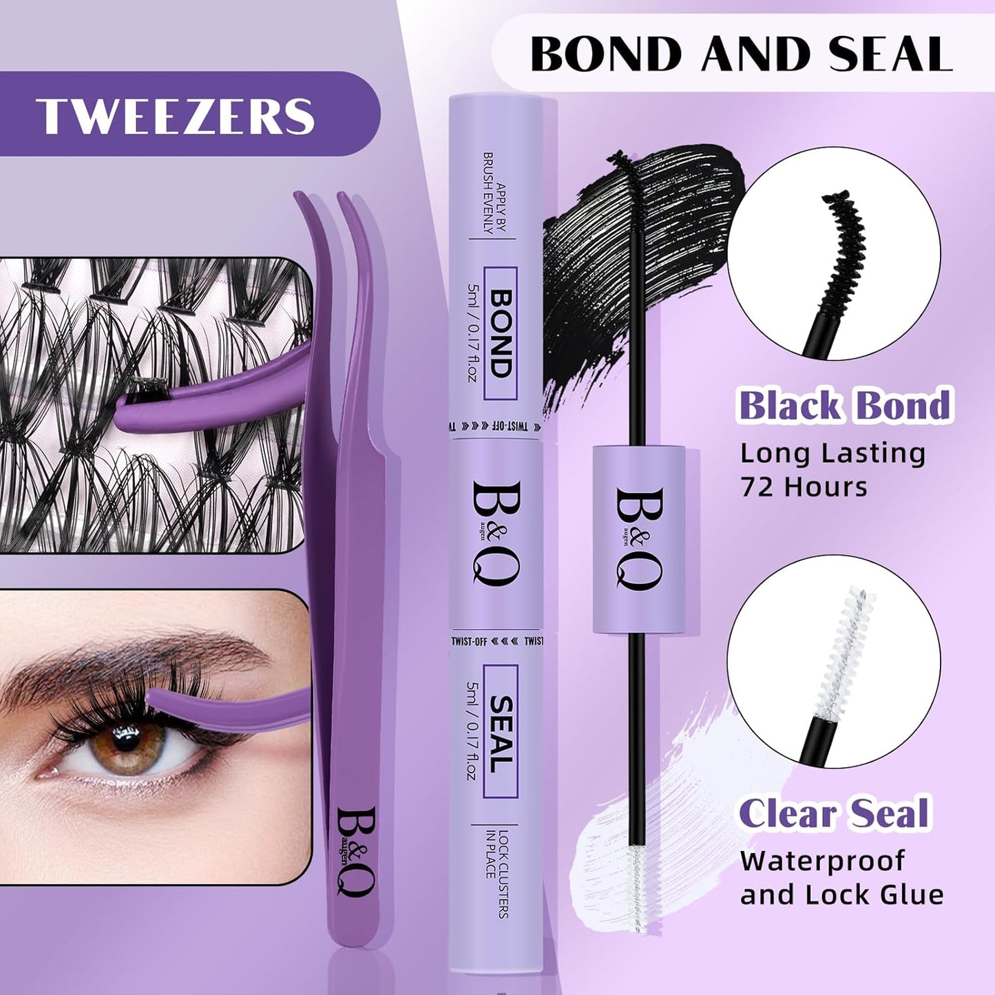 DIY Eyelash Extension Kit 280 Pcs 30D+40D Clusters Kit Eyelashes Extension Kit with Lash Bond and Seal Lash Clusters Kit at Home(Kit-30D+40D-9-16Mix)