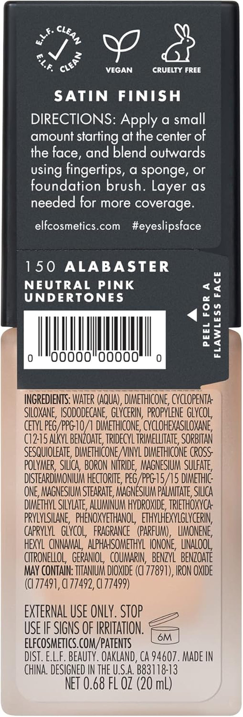 Flawless Finish Foundation, Lightweight and Medium Coverage, Semi-Matte Finish, Vegan and Cruelty-Free, Alabaster, 20Ml