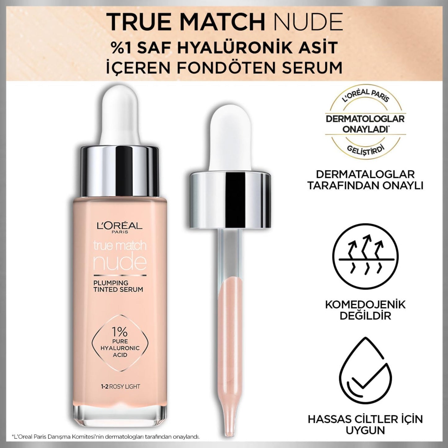 L’Oréal Paris Serum Foundation, Hydrating & Smoothing, True Match Nude Plumping Serum, 30 Ml, Sh