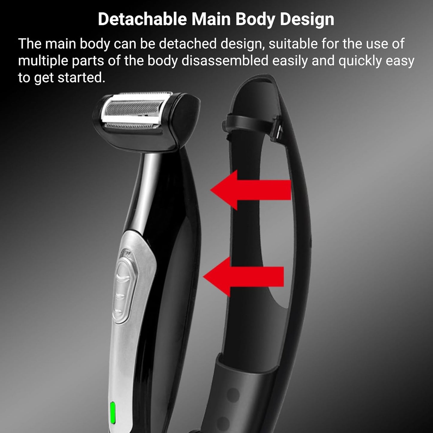 Multi-Fuctional Chest Back Shavers for Men, Wet Dry Use Back Extreme Reach Removable Handle Power Burst Manscaped Shavers for Men‘S Daily Care