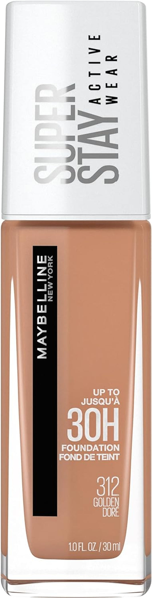 Super Stay Full Coverage Liquid Foundation Active Wear Makeup, up to 30Hr Wear, Transfer, Sweat & Water Resistant, Matte Finish, Golden, 1 Count