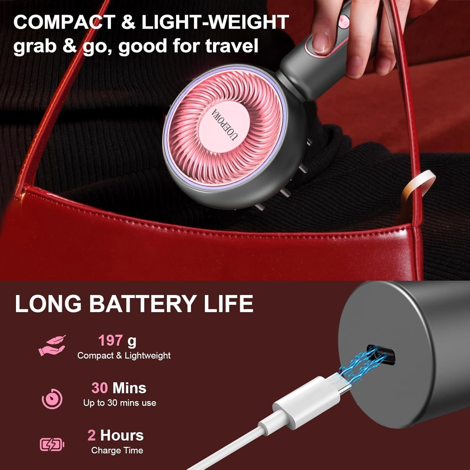 Scalp Massaging Brush with Oil Applicator for Women Wife, Cordless Electric Massager for Scalp & Hair, 3 Vibration Modes & EMS Massage, Portable Scalp Messenger for Hair & Head Relaxation