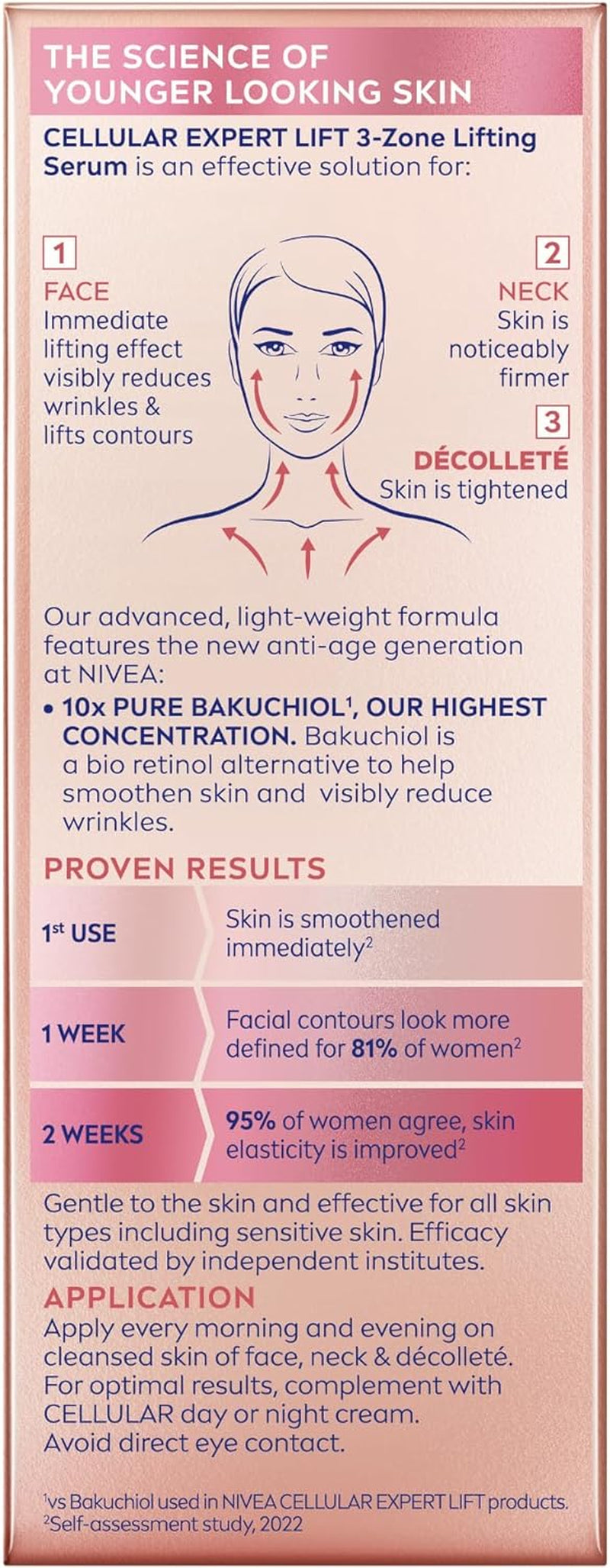 Cellular Expert Lift 3-Zone Lifting Face Serum 30Ml | anti Ageing with Bakuchiol | Firms Skin | Smoothes Fine Lines | Bio Retinol Face Serum Alternative | Lifting & Tightening Serum