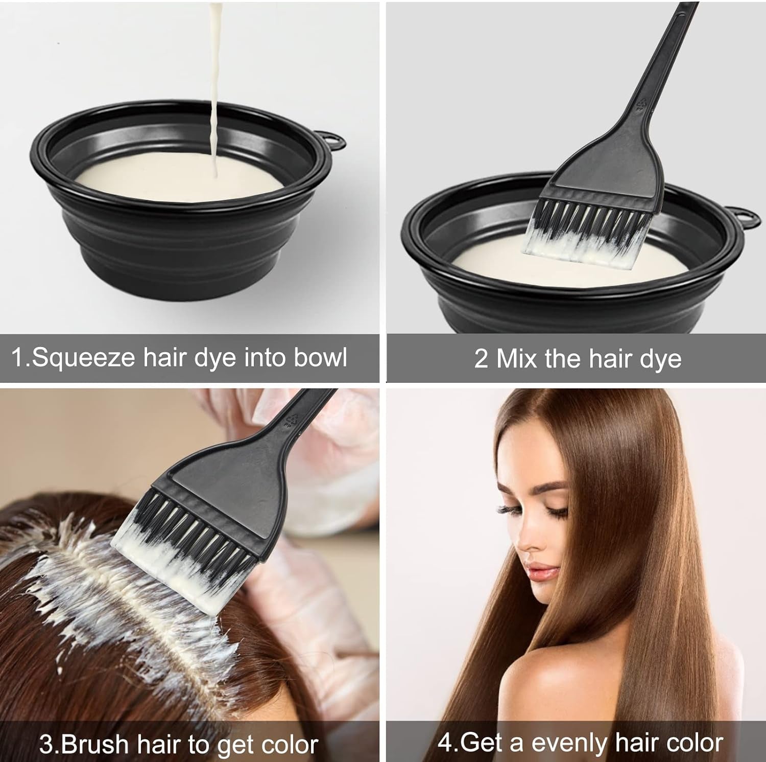 5Pcs Professional Salon Hair Coloring Dyeing Kit, Hair Bleach Dit Hair Coloring Products with Hair Dye Brush, Hair Color Bowl, Hair Clips