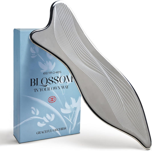 Stainless Steel Gua Sha Facial Tools - Acupressure & Gua Sha for Face Massage, Jawline Sculpting, Puffiness Reduction, Guasha Skin Care Tool with Carry Pouch and Cleaning Cloth