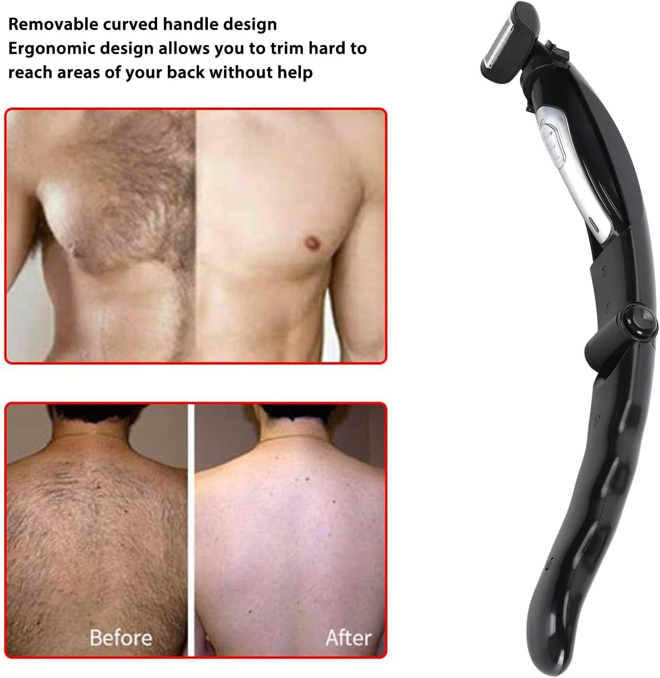 Multi-Fuctional Chest Back Shavers for Men, Wet Dry Use Back Extreme Reach Removable Handle Power Burst Manscaped Shavers for Men‘S Daily Care
