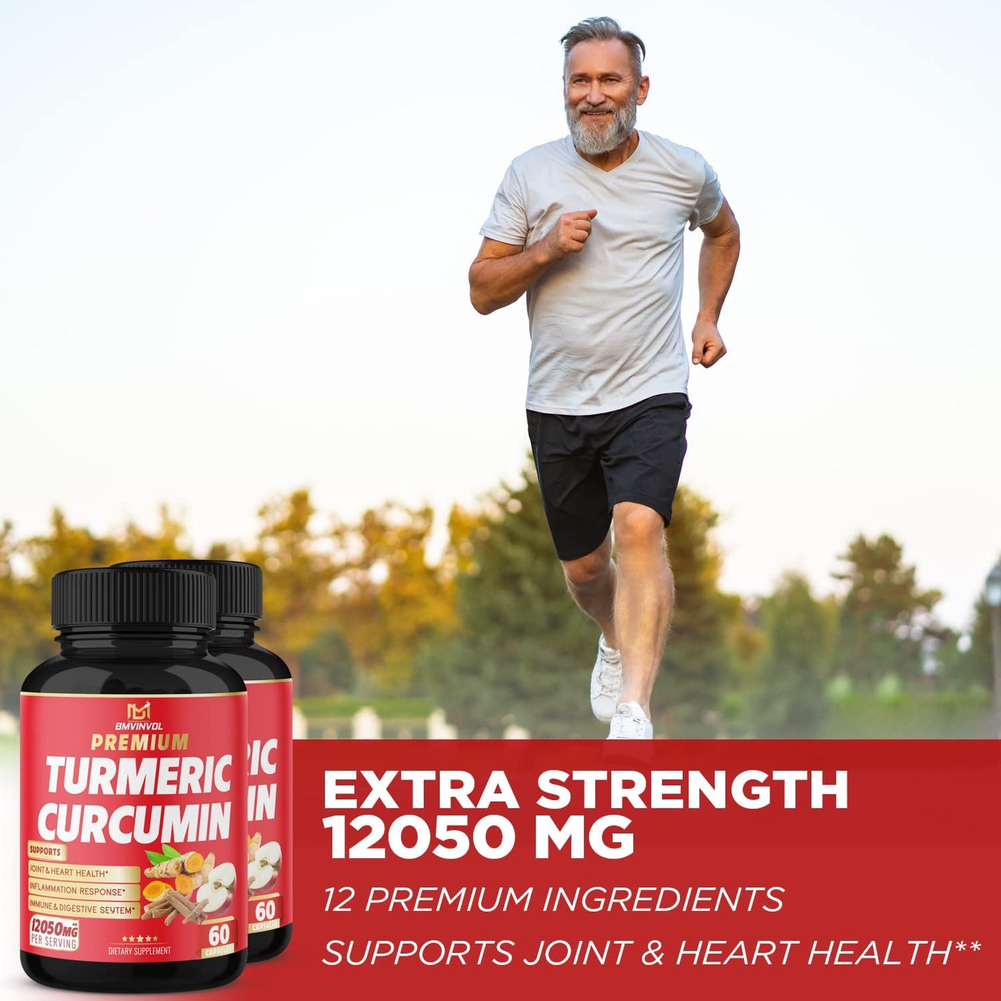 (2 Packs) Premium Turmeric Curcumin Supplement 12050Mg with Ginger, Apple Cider Vinegar, Black Pepper - 95% Curcuminoids