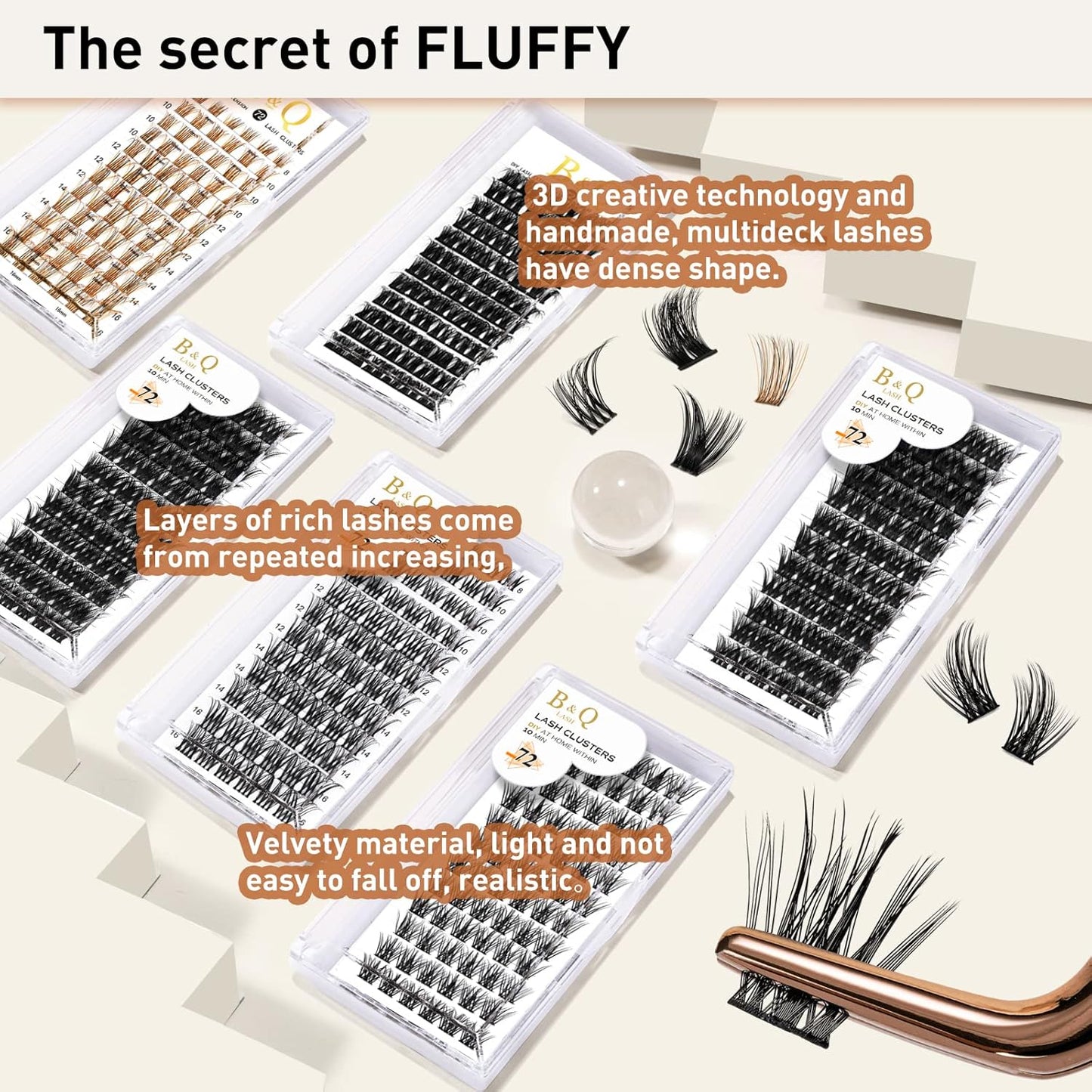 Lash Clusters D Curl 10Mm DIY Eyelash Extensions 72 Clusters Lashes C D Curl LASH Wispy Individual Lashes Eyelash Clusters Extensions Individual Lashes Cluster DIY (B28,8-16Mix)