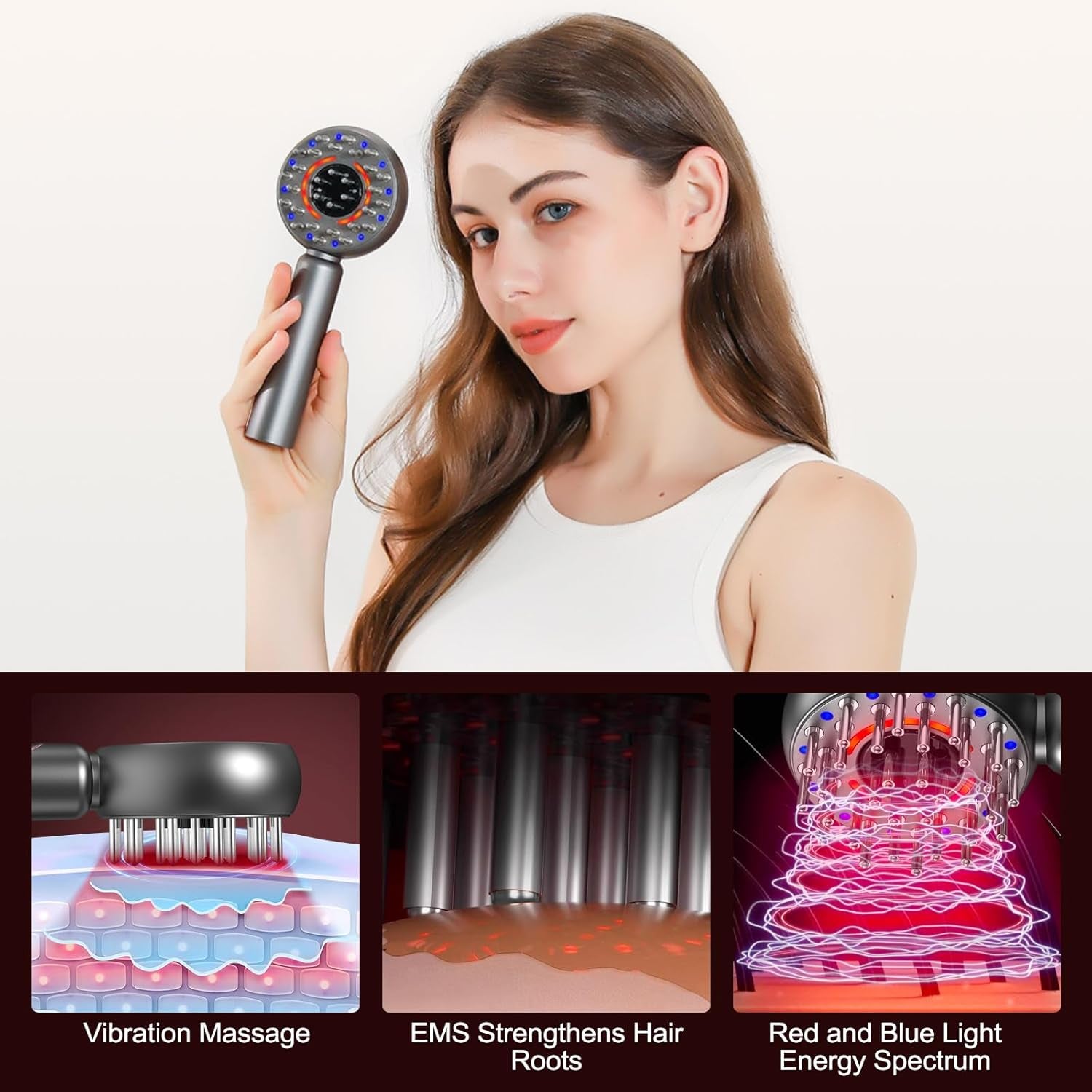 Scalp Massaging Brush with Oil Applicator for Women Wife, Cordless Electric Massager for Scalp & Hair, 3 Vibration Modes & EMS Massage, Portable Scalp Messenger for Hair & Head Relaxation