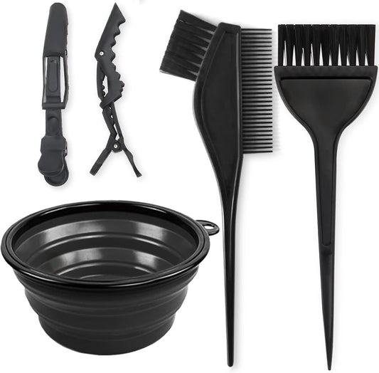 5Pcs Professional Salon Hair Coloring Dyeing Kit, Hair Bleach Dit Hair Coloring Products with Hair Dye Brush, Hair Color Bowl, Hair Clips