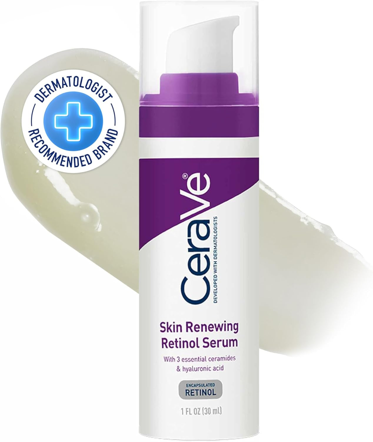 Cerave Skin Renewing Retinol Serum 30Ml, Nourising Anti-Ageing Serum for Younger Looking Skin, Anti-Wrinkle Serum for Fine Lines with Encapsulated Retinol, Hyaluronic Acid + 3 Essential Ceramides
