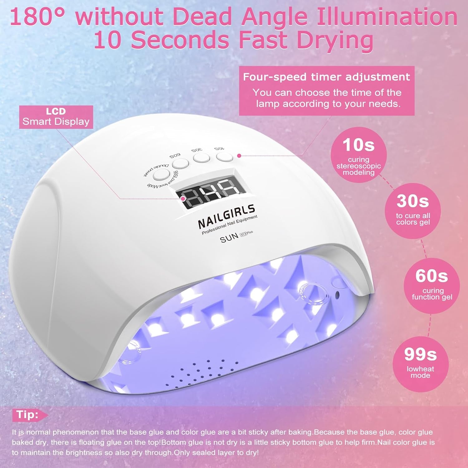UV LED Nail Lamp,  150W Nail Dryer for Gel Nail Polish 4 Timer Setting with Automatic Sensor, UV Nail Light Curing Lamp for Home, Salon
