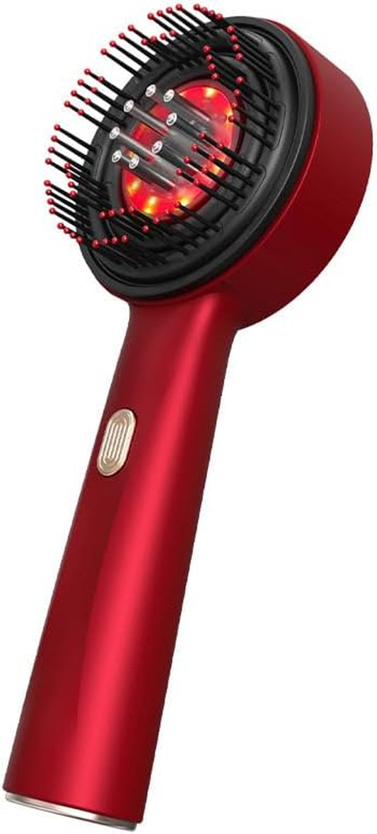 Multi-Functional Red Hair Brush, Cordless Electric Shiatsu Hair Brush, Deep Scalp Massage Comb for Muscle Relax