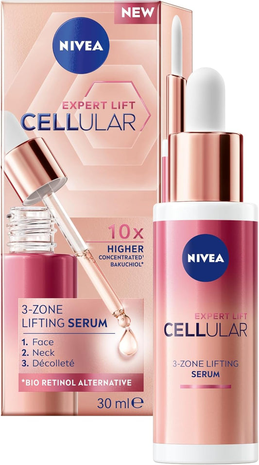 Cellular Expert Lift 3-Zone Lifting Face Serum 30Ml | anti Ageing with Bakuchiol | Firms Skin | Smoothes Fine Lines | Bio Retinol Face Serum Alternative | Lifting & Tightening Serum