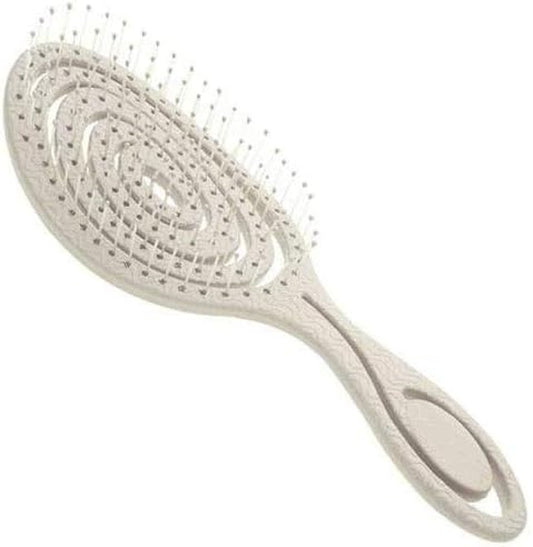 Eco Friendly Straw Hairbrush, Flexible Soft Pin Bristles, Detangling Wet/Dry Hair, Head Massaging Pro (Oatmeal)
