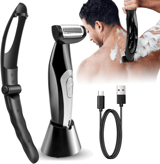 Multi-Fuctional Chest Back Shavers for Men, Wet Dry Use Back Extreme Reach Removable Handle Power Burst Manscaped Shavers for Men‘S Daily Care