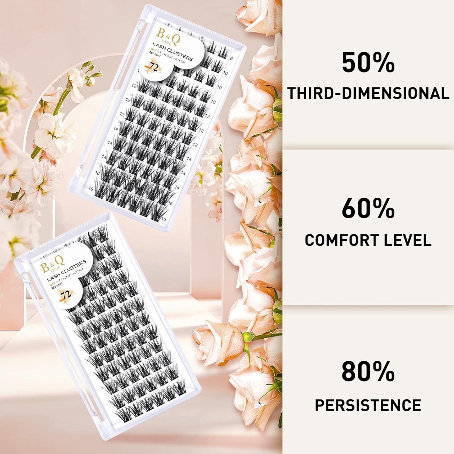 Lash Clusters D Curl 10Mm DIY Eyelash Extensions 72 Clusters Lashes C D Curl LASH Wispy Individual Lashes Eyelash Clusters Extensions Individual Lashes Cluster DIY (B28,8-16Mix)