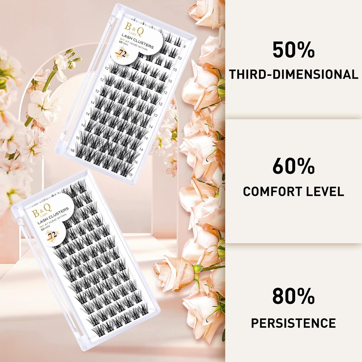 Lash Clusters D Curl 10Mm DIY Eyelash Extensions 72 Clusters Lashes C D Curl LASH Wispy Individual Lashes Eyelash Clusters Extensions Individual Lashes Cluster DIY (B28,8-16Mix)