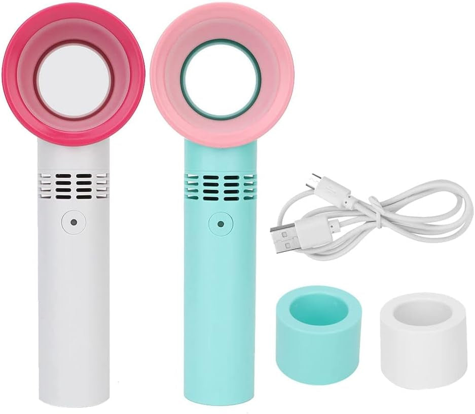 Mini Bladeless Eyelash Fan Dryer, Quiet Portable Mini USB Rechargeable Bladeless Hand Held Fan with Fixed Base Essential Eyelash Extension Supplies for Grafting False Eyelashes (Blue)